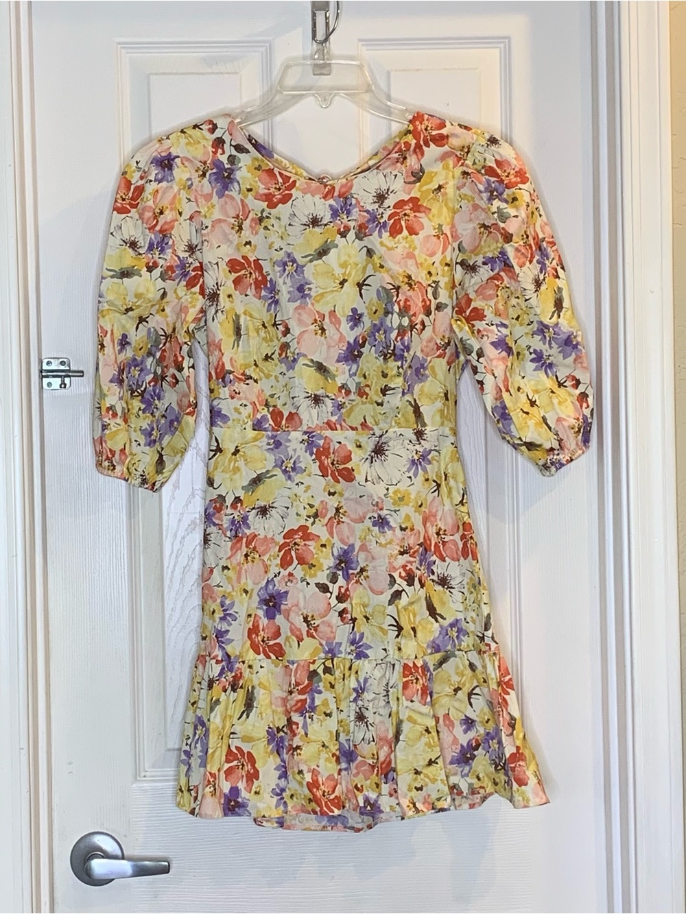 Lush Yellow Floral Open Tie Back Dress Size Small